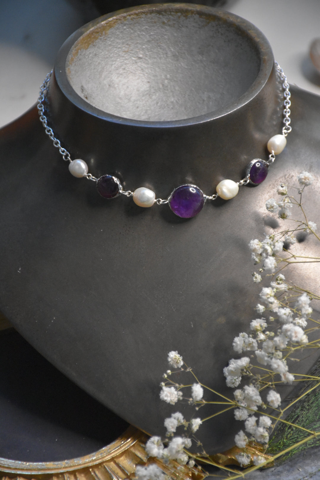 Amethyst pearl necklace