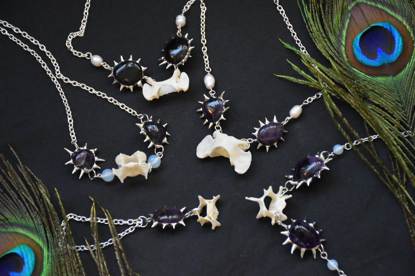 Fox bone amethyst necklaces