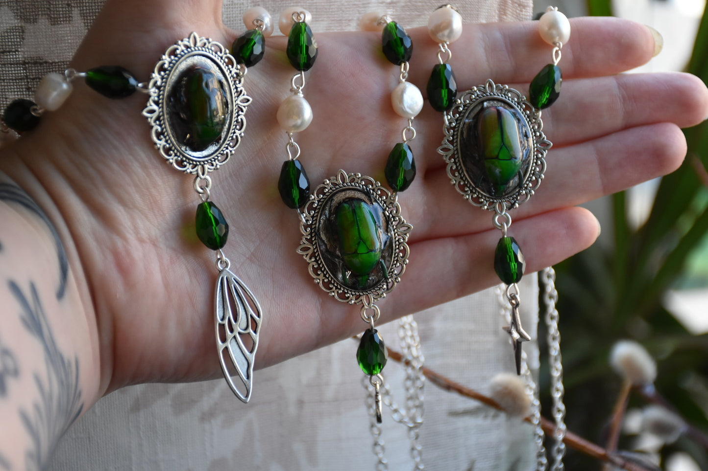 Beetle ball necklace