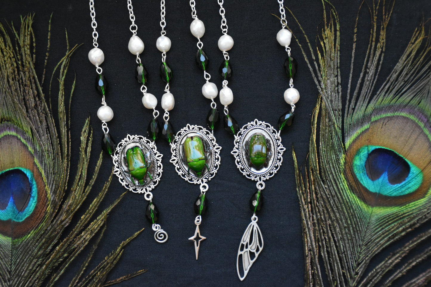 Beetle ball necklace
