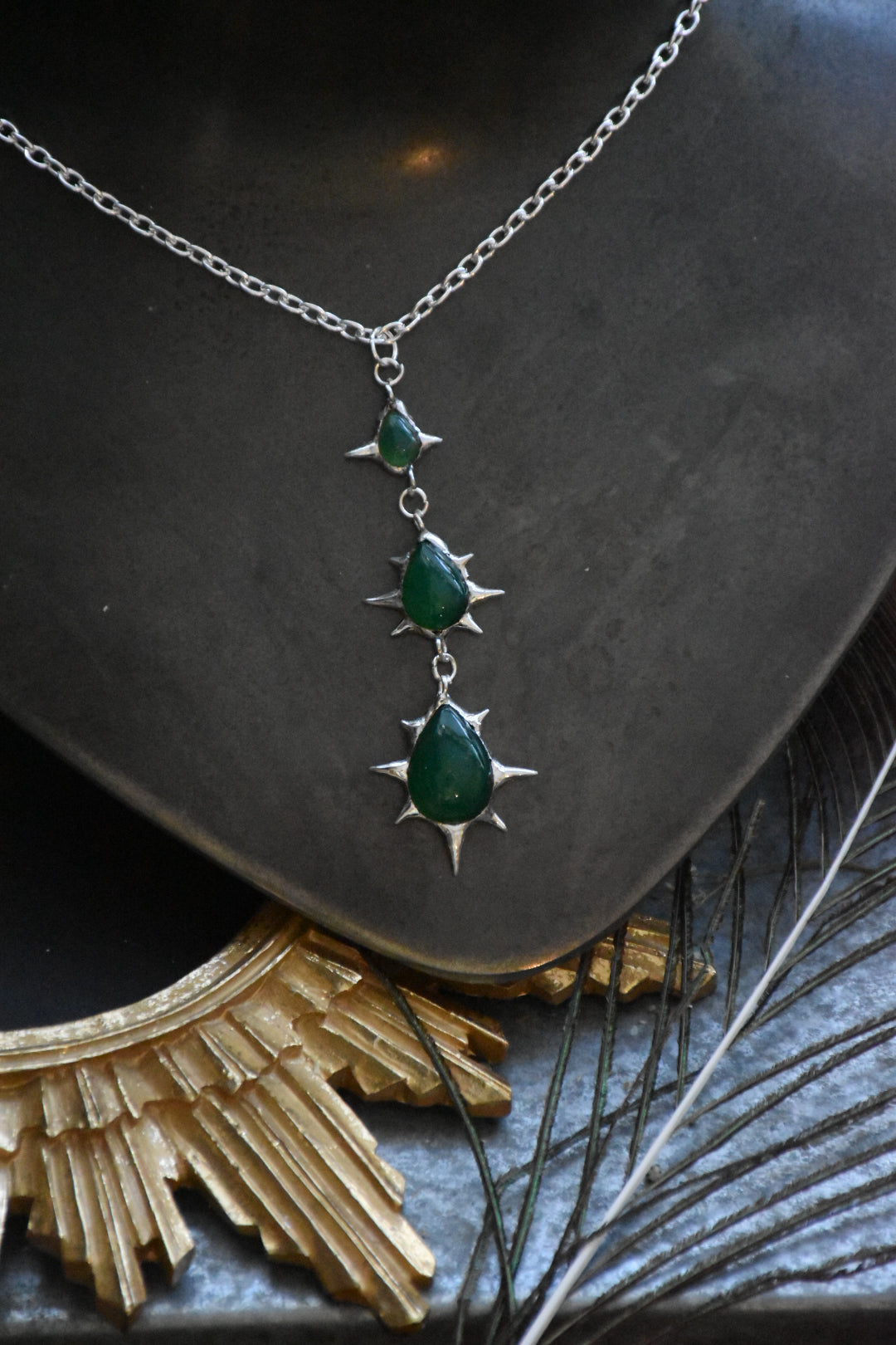 green spike necklaces