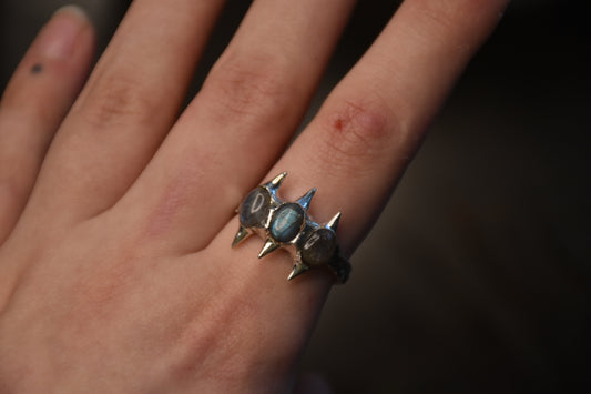 Labradorite spike rings
