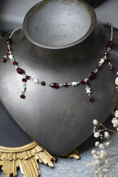 Red glass bead snake necklace