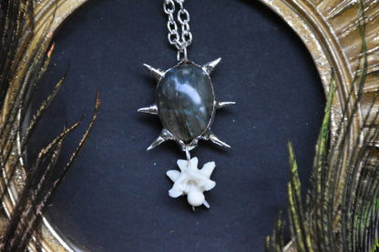 Spikey labradorite snake vertebrae necklaces