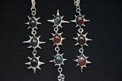 Moss agate star necklaces