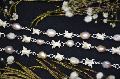 Snake vertebrae pearl necklaces