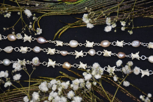Snake vertebrae pearl necklaces