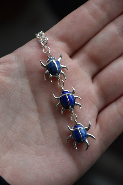 triple mini beetle necklace