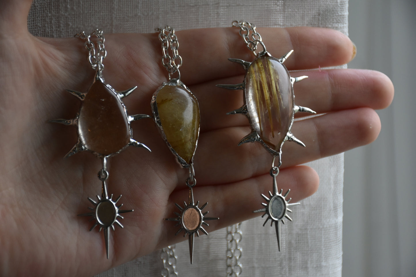 Spikey quartz necklaces